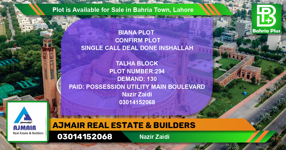 Residential Plot for Sale in Bahria Town, Lahore - (BP-86140)