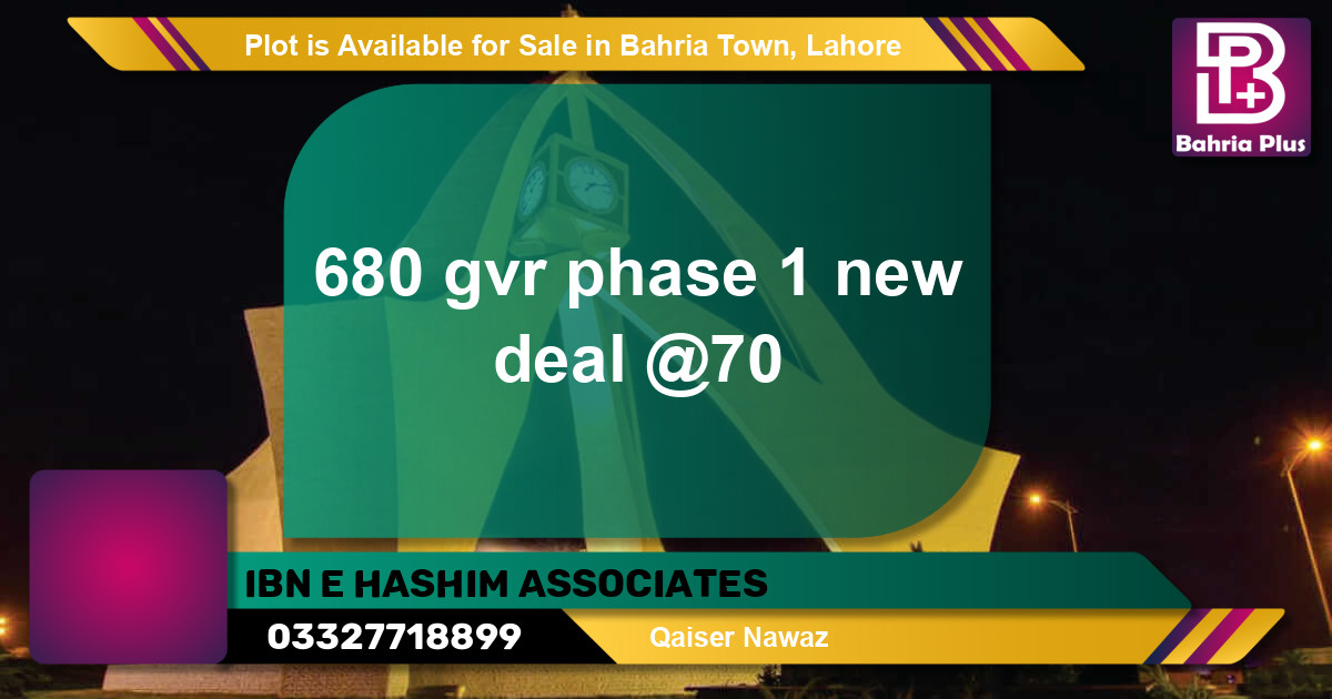 Residential Plot for Sale in Bahria Town, Lahore - (BP-86149)