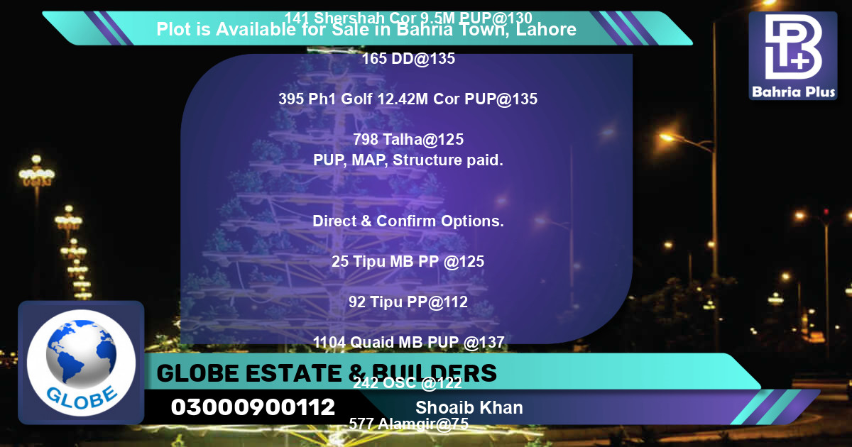 Residential Plot for Sale in Bahria Town, Lahore - (BP-86169)
