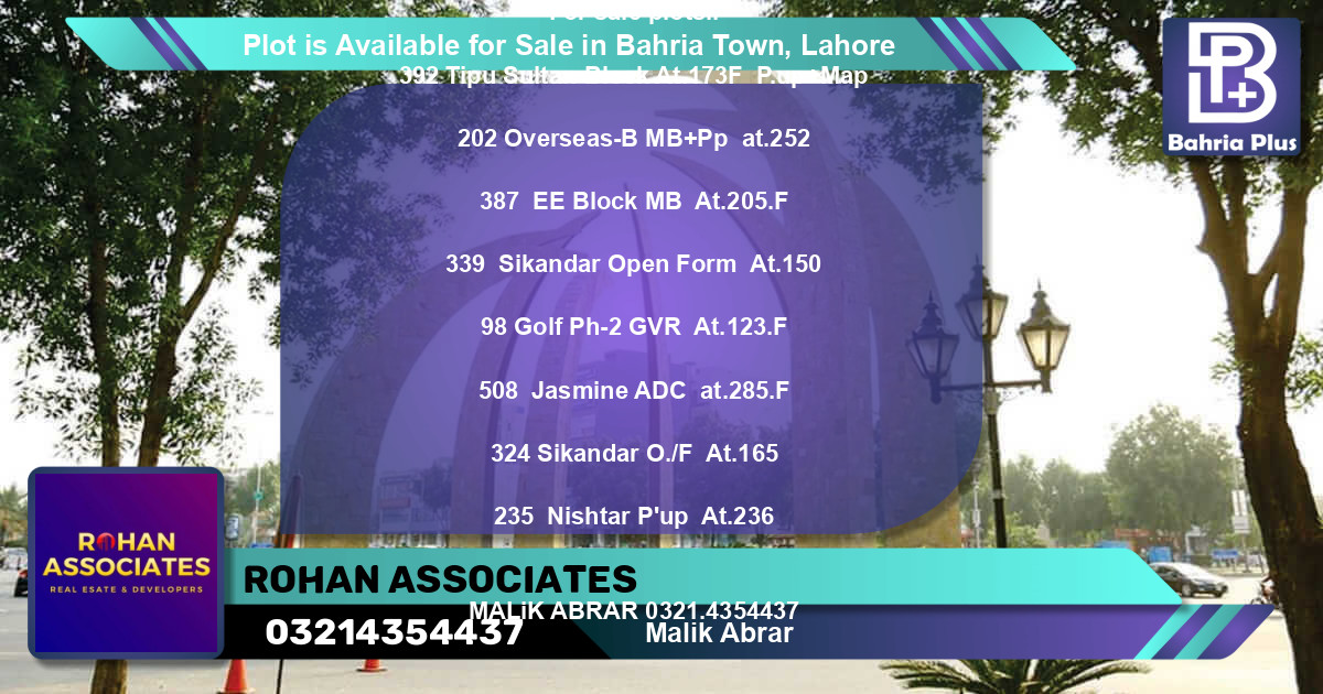 Residential Plot for Sale in Bahria Town, Lahore - (BP-86182)