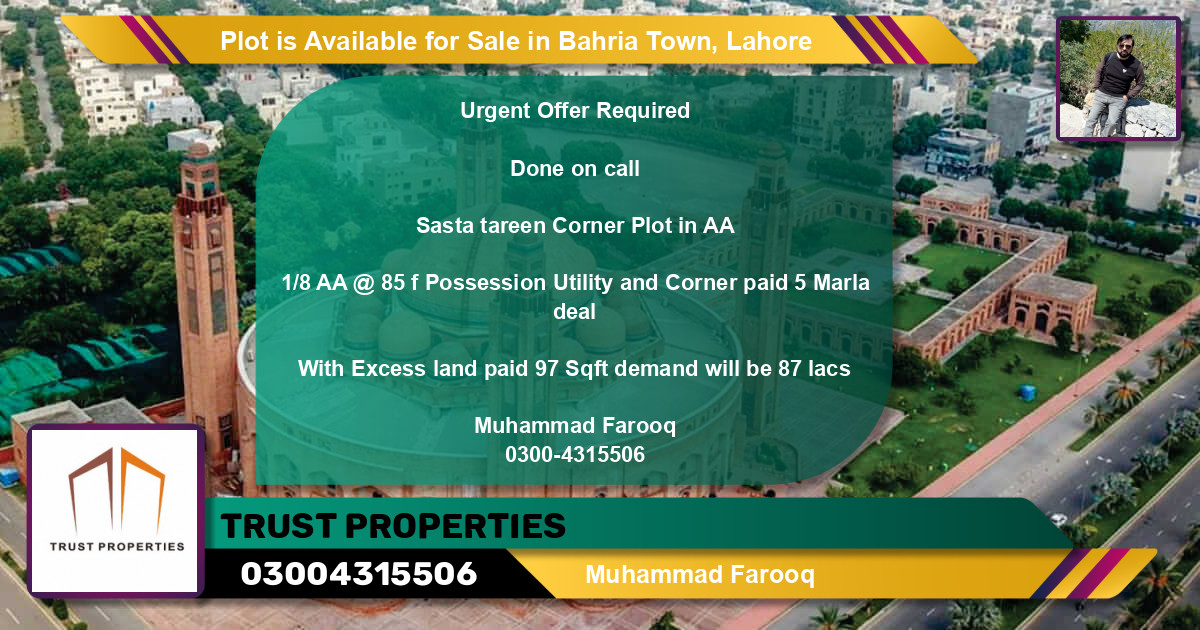 Residential Plot for Sale in Bahria Town, Lahore - (BP-86190)