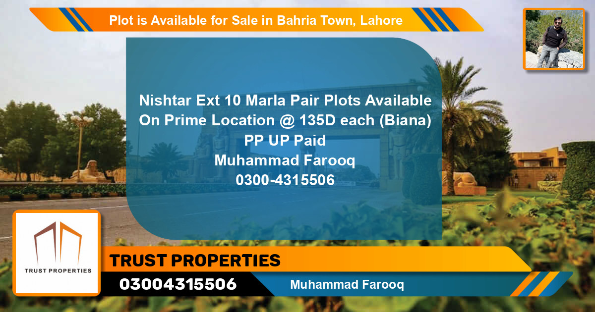 Residential Plot for Sale in Bahria Town, Lahore - (BP-86212)