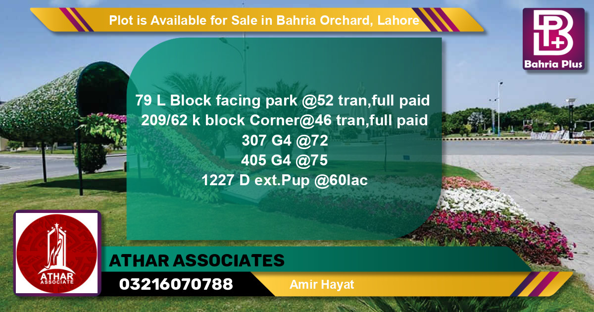 Residential Plot for Sale in Bahria Orchard, Lahore - (BP-86213)
