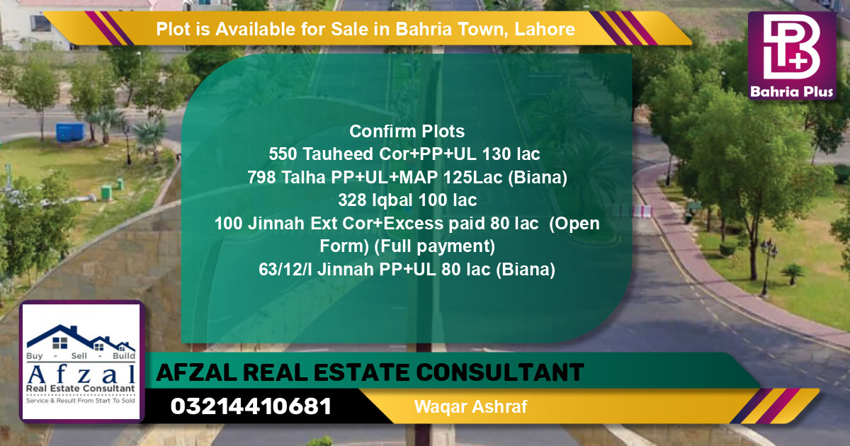 Residential Plot for Sale in Bahria Town, Lahore - (BP-86219)