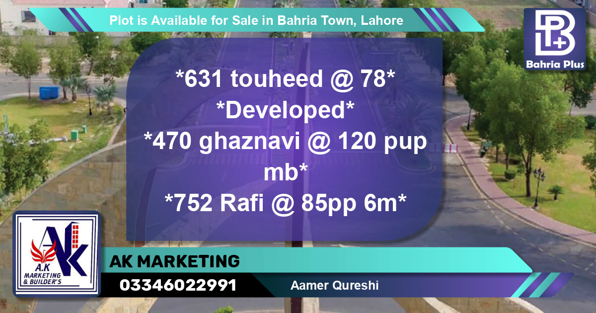 Residential Plot for Sale in Bahria Town, Lahore - (BP-86233)