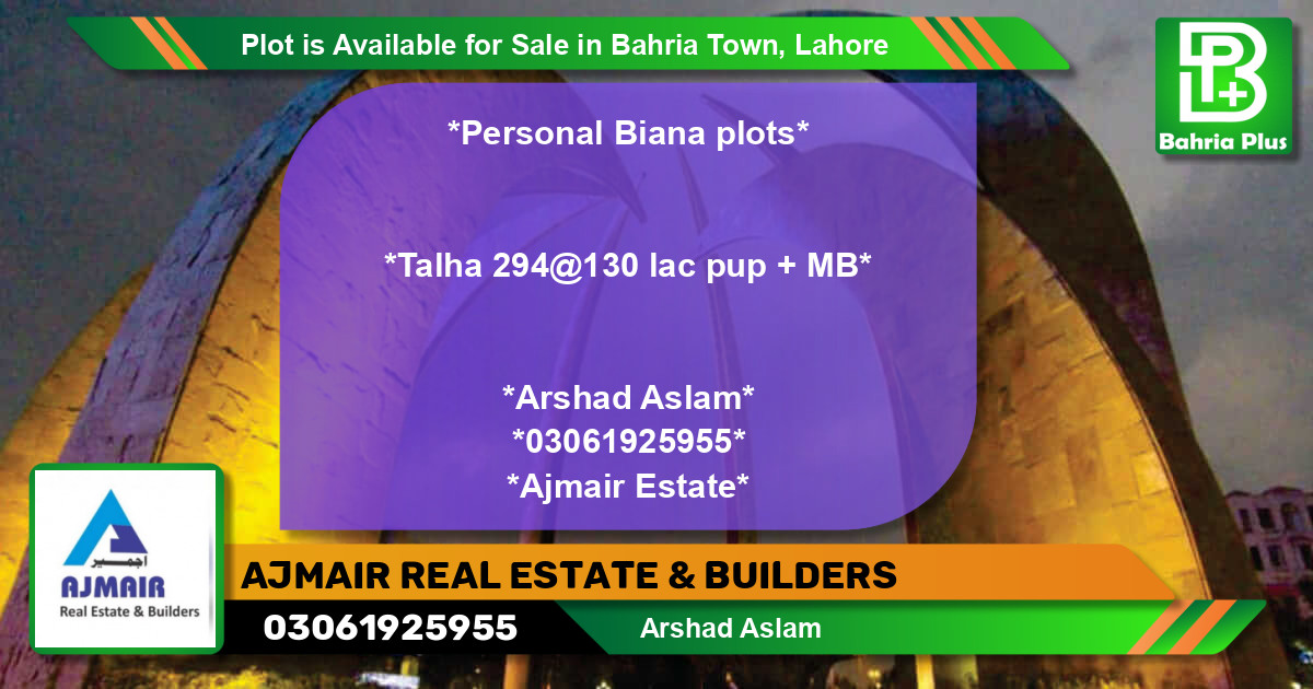 Residential Plot for Sale in Bahria Town, Lahore - (BP-86251)