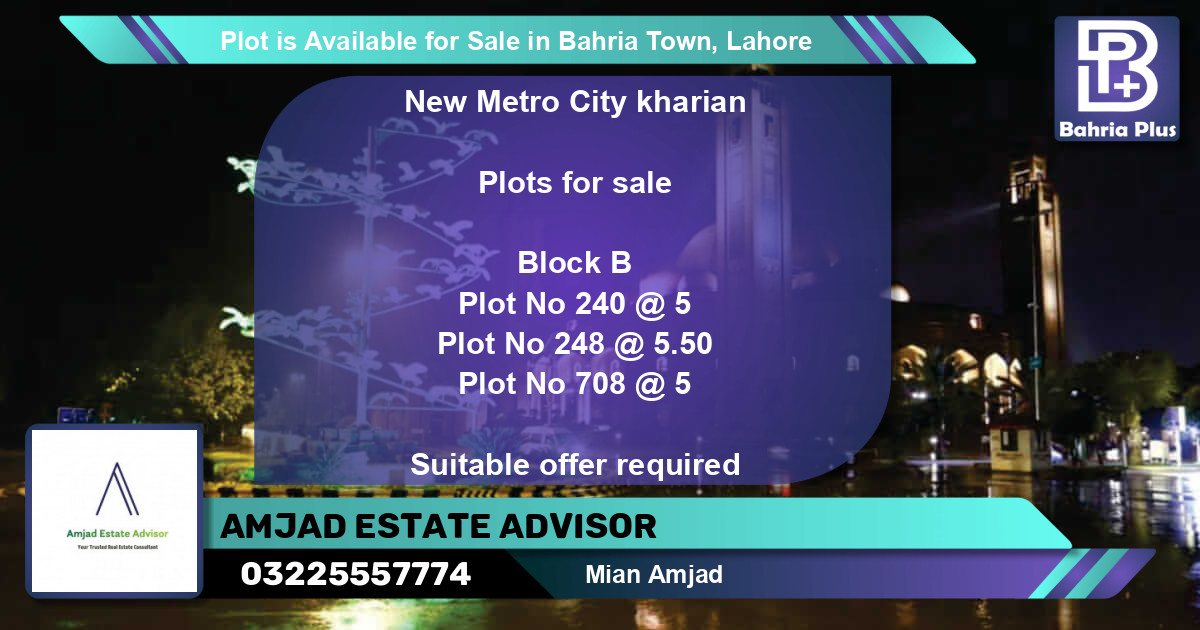 Residential Plot for Sale in Bahria Town, Lahore - (BP-86276)