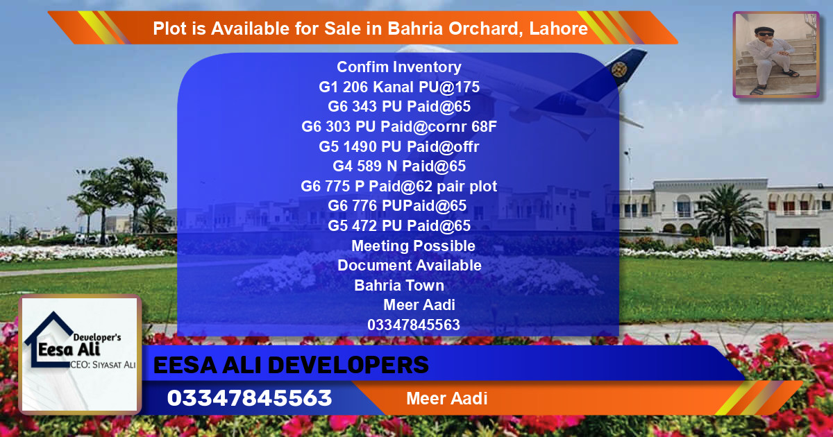 Residential Plot for Sale in Bahria Orchard, Lahore - (BP-86280)