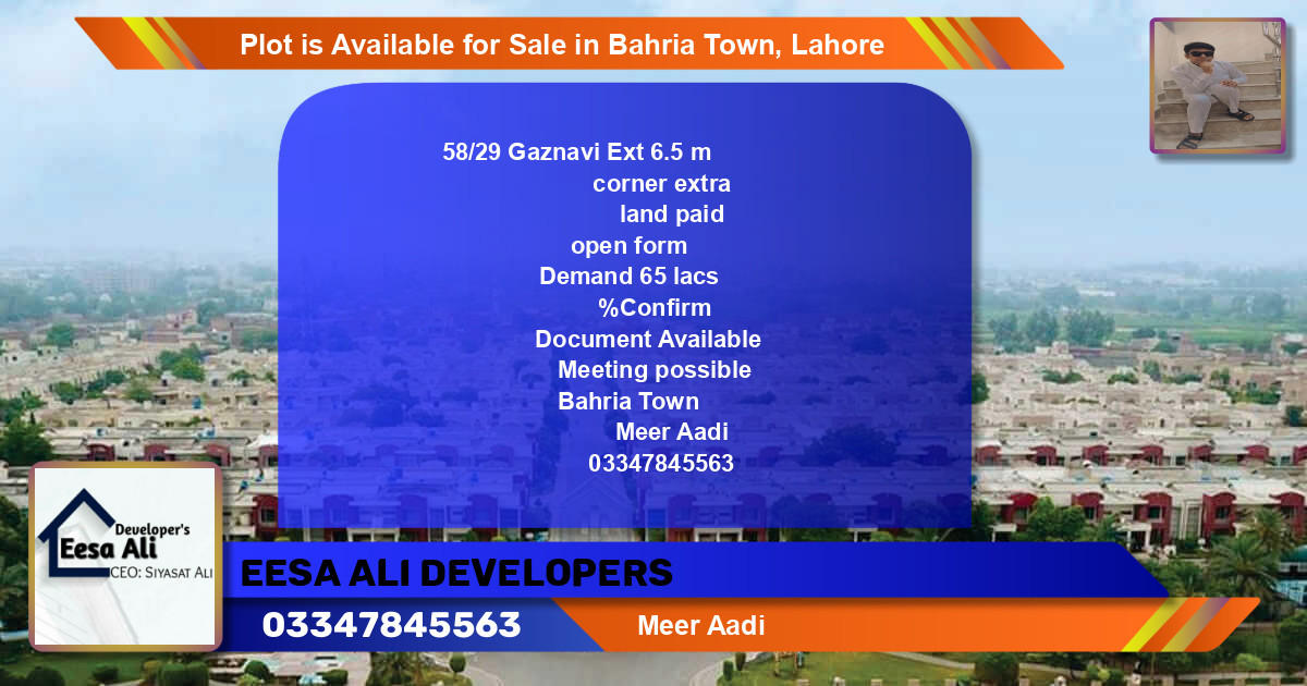 Residential Plot for Sale in Bahria Town, Lahore - (BP-86282)
