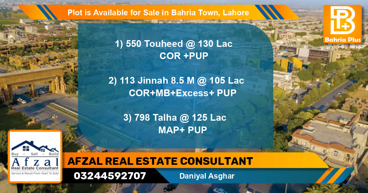 Residential Plot for Sale in Bahria Town, Lahore - (BP-86287)