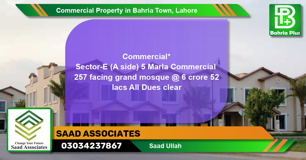 Commercial Property for Sale in Bahria Town, Lahore - (BP-86311)