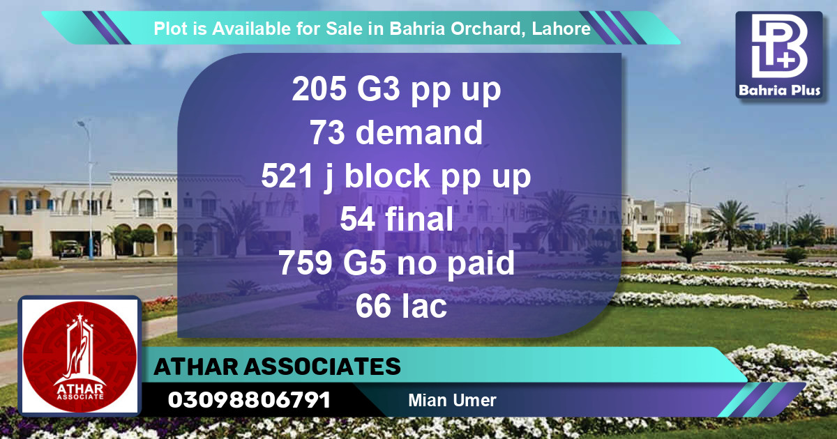 Residential Plot for Sale in Bahria Orchard, Lahore - (BP-86332)