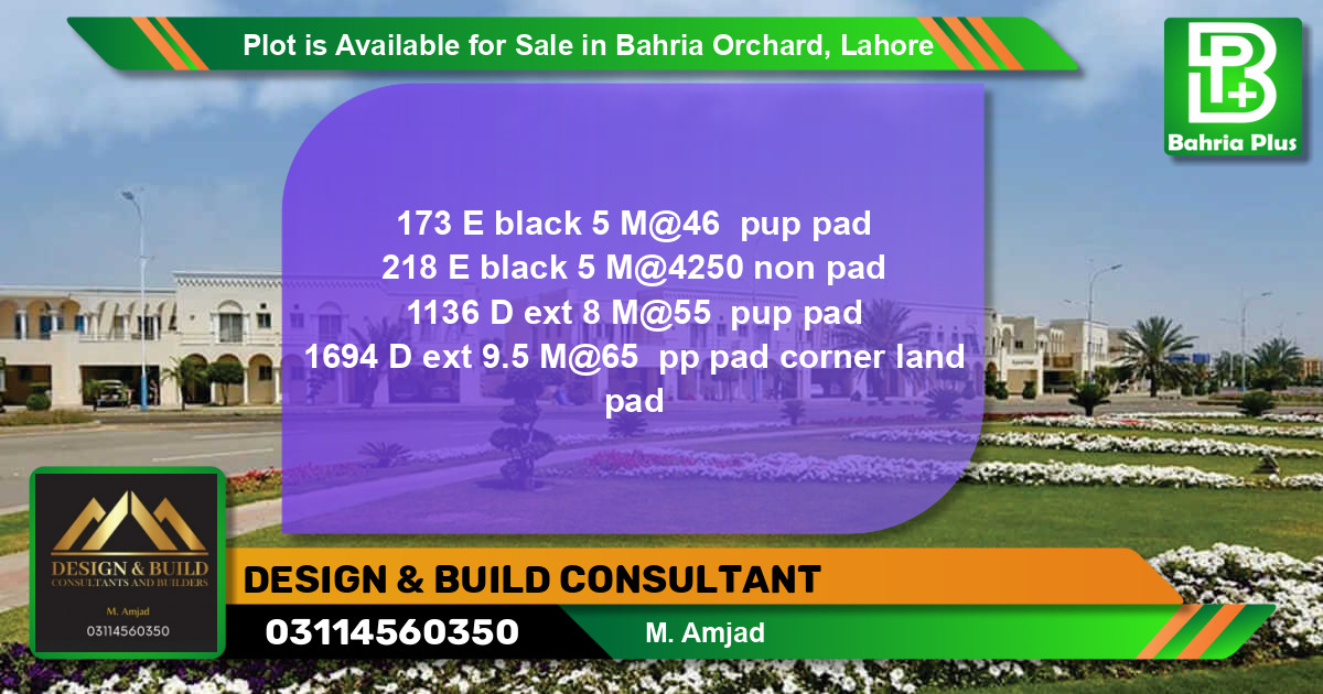 Residential Plot for Sale in Bahria Orchard, Lahore - (BP-86334)