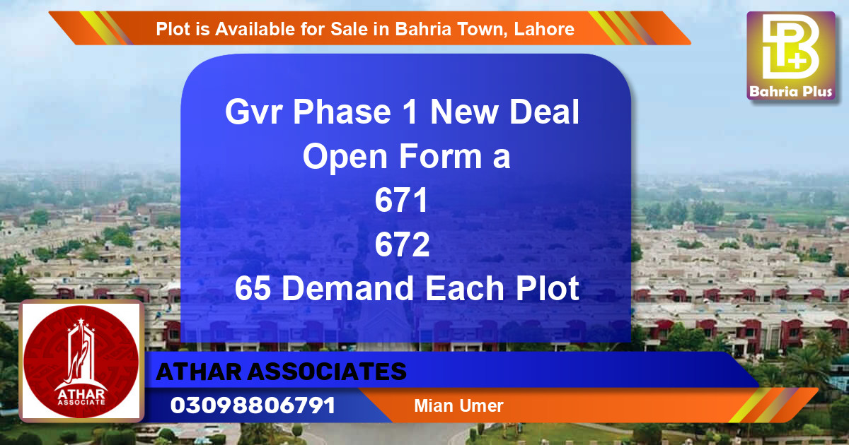 Residential Plot for Sale in Bahria Town, Lahore - (BP-86351)