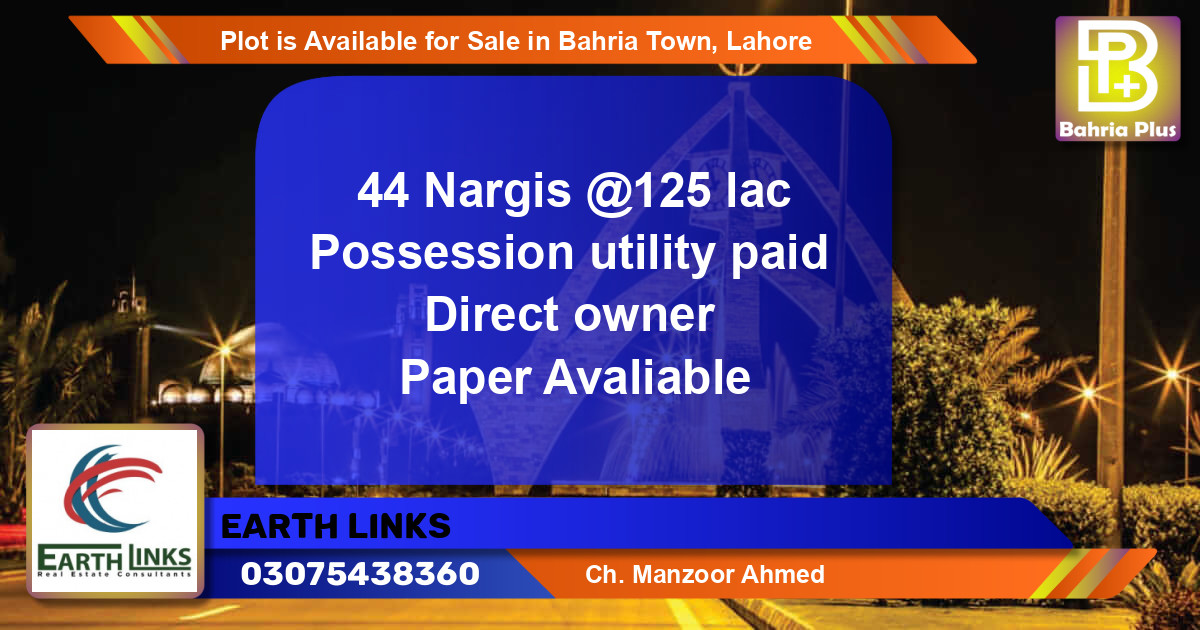 Residential Plot for Sale in Bahria Town, Lahore - (BP-86354)