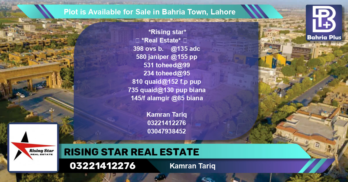 Residential Plot for Sale in Overseas B -  Bahria Town, Lahore - (BP-86385)