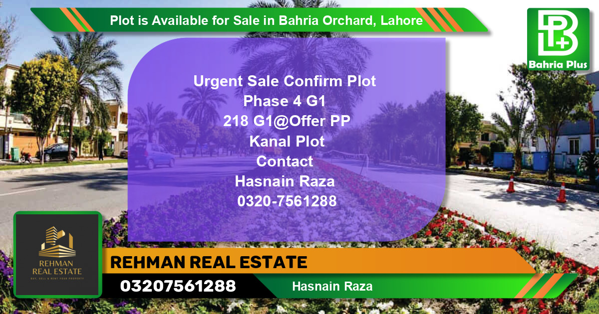 Residential Plot for Sale in Bahria Orchard, Lahore - (BP-86397)