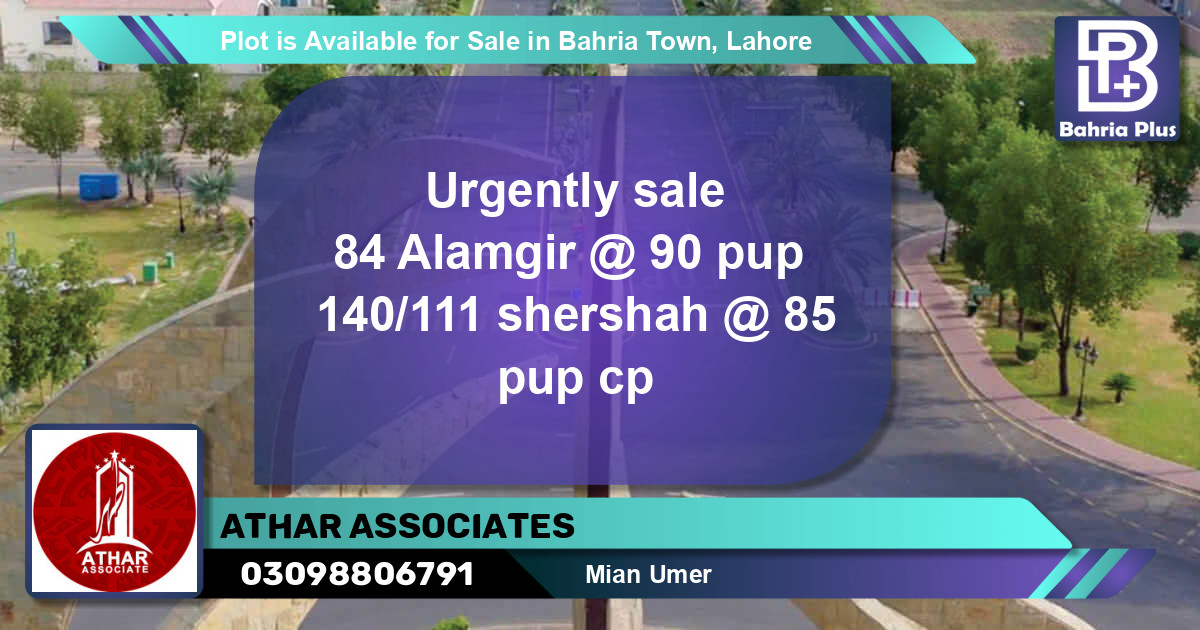 Residential Plot for Sale in Bahria Town, Lahore - (BP-86400)