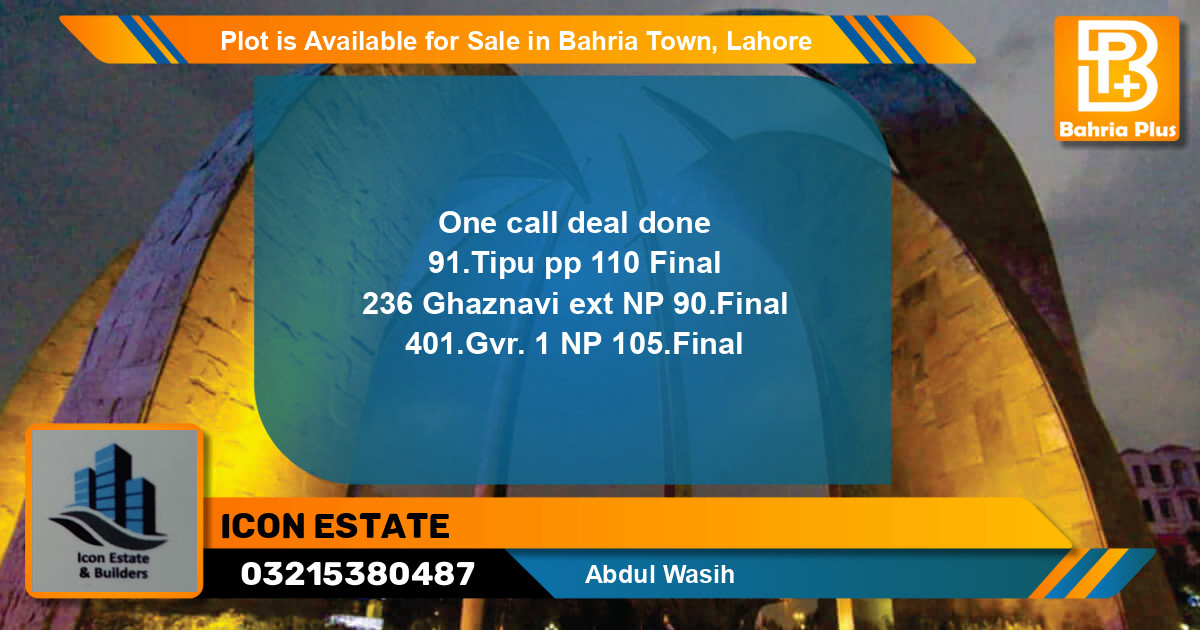 Residential Plot for Sale in Bahria Town, Lahore - (BP-86421)