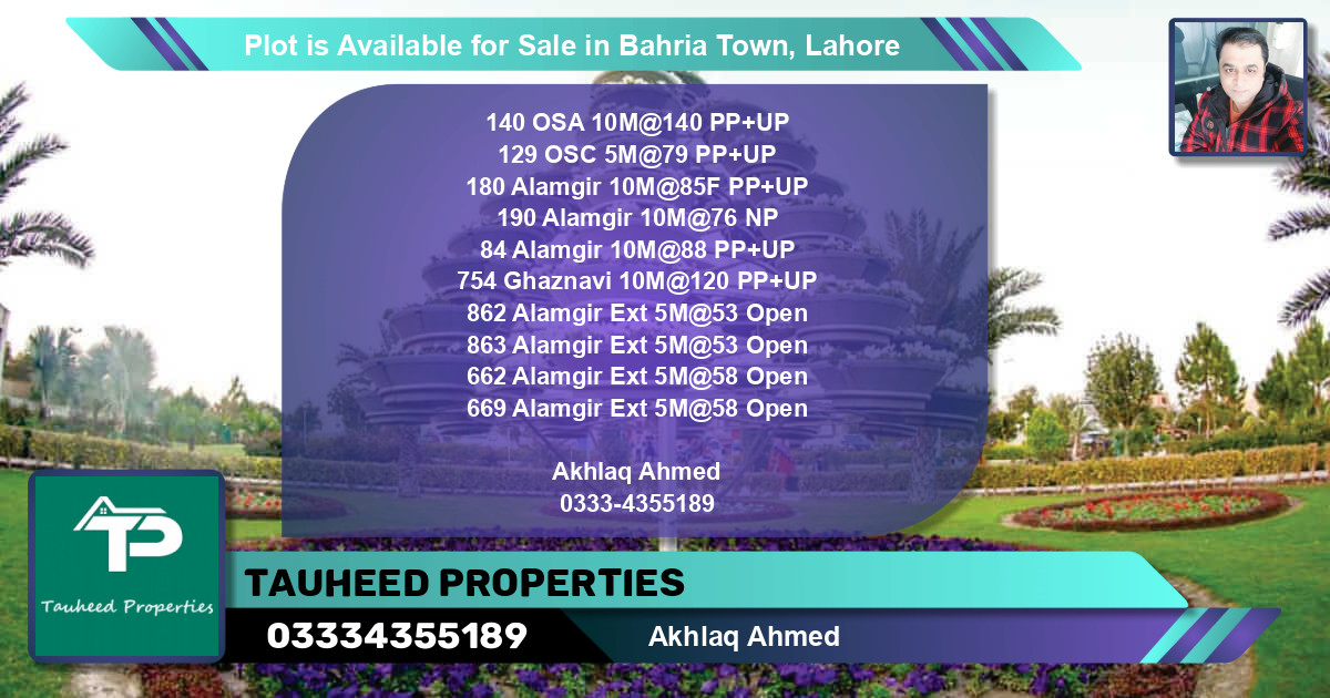 Residential Plot for Sale in Bahria Town, Lahore - (BP-86429)