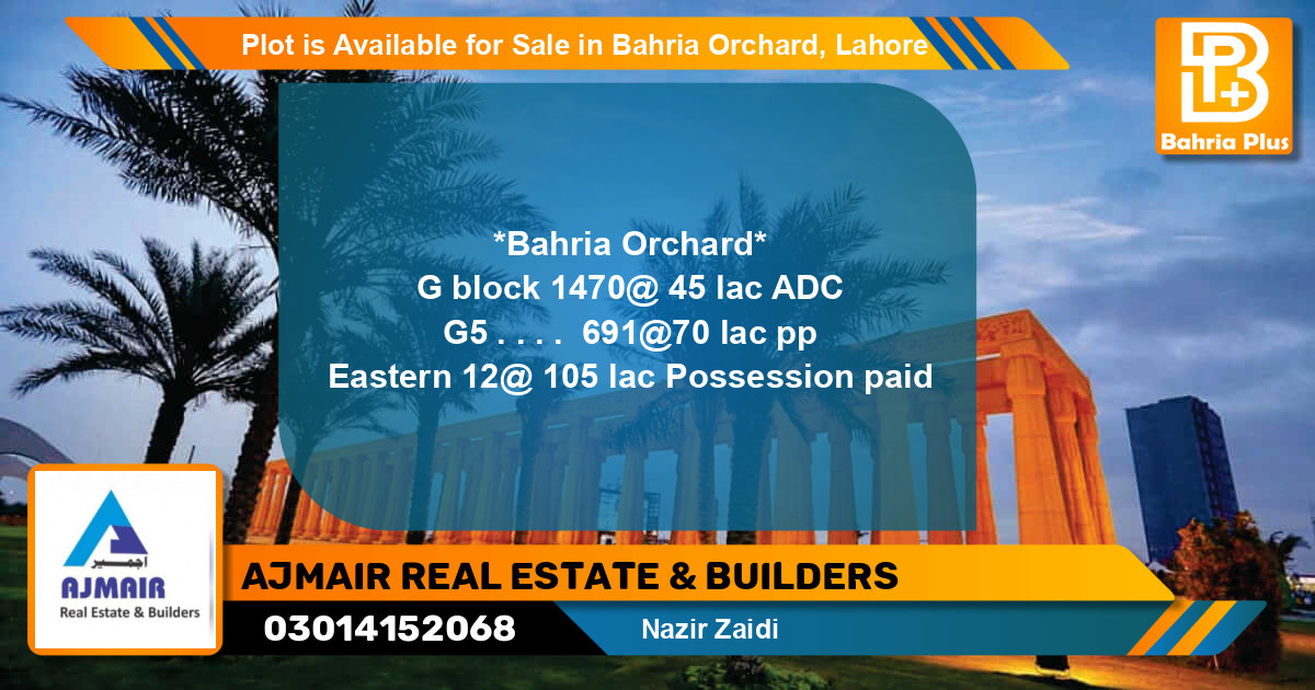 Residential Plot for Sale in Bahria Orchard, Lahore - (BP-86449)