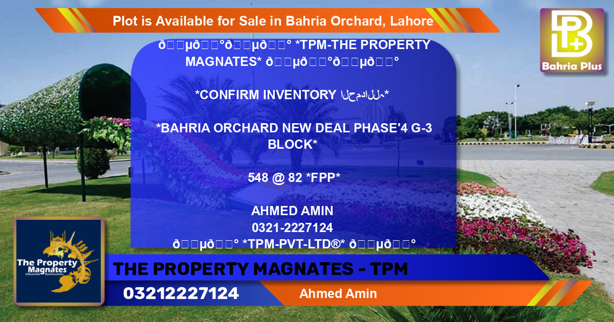 Residential Plot for Sale in Bahria Orchard, Lahore - (BP-86466)