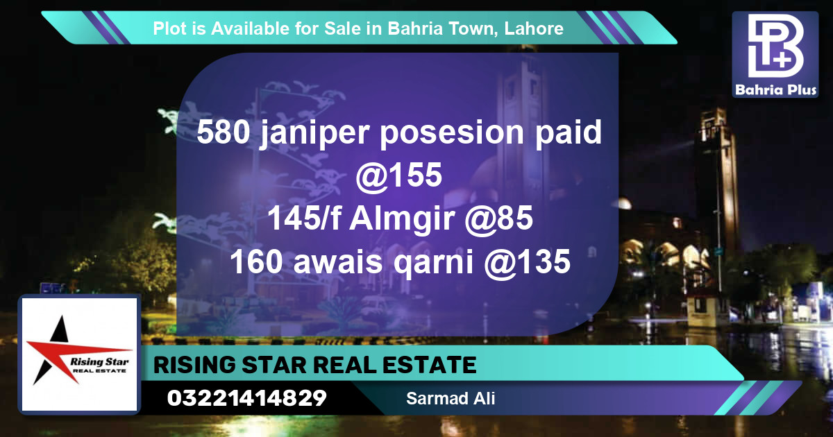 Residential Plot for Sale in Bahria Town, Lahore - (BP-86467)