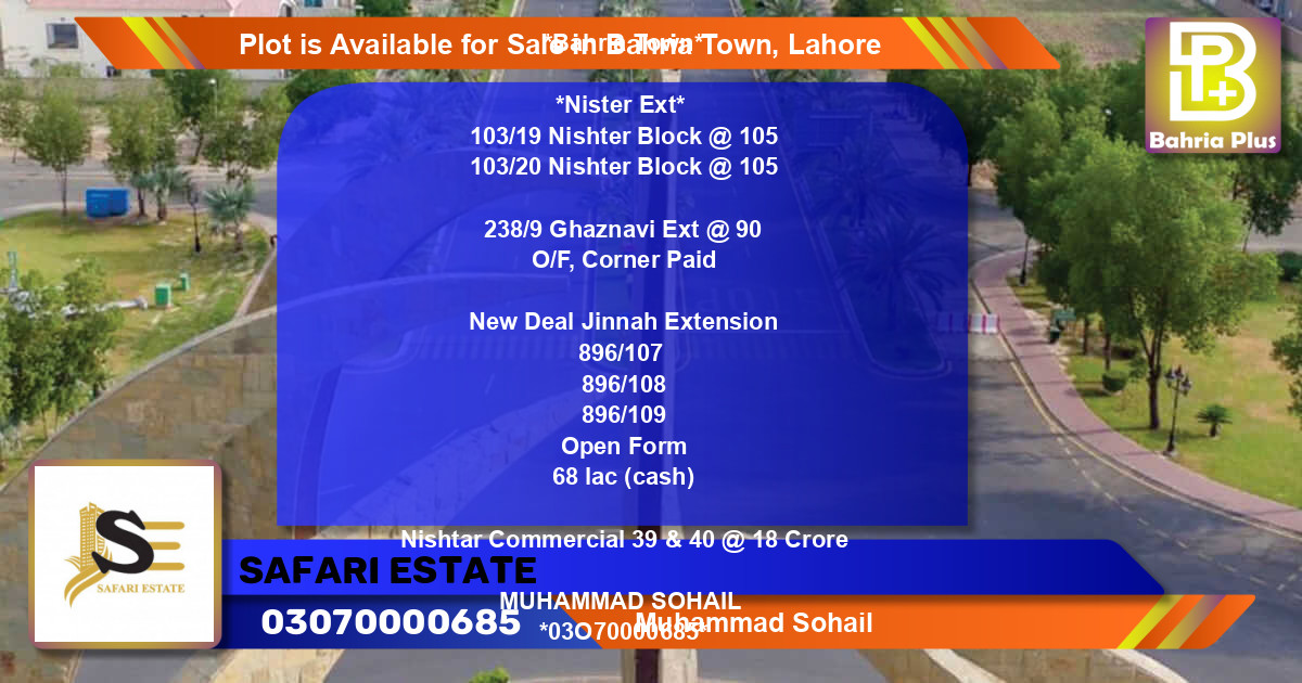 Commercial Plot for Sale in Bahria Town, Lahore - (BP-86479)