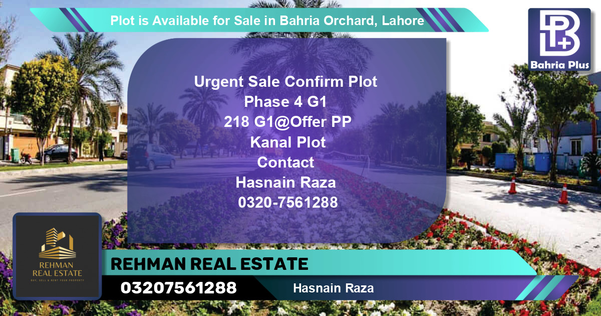 Residential Plot for Sale in Bahria Orchard, Lahore - (BP-86489)