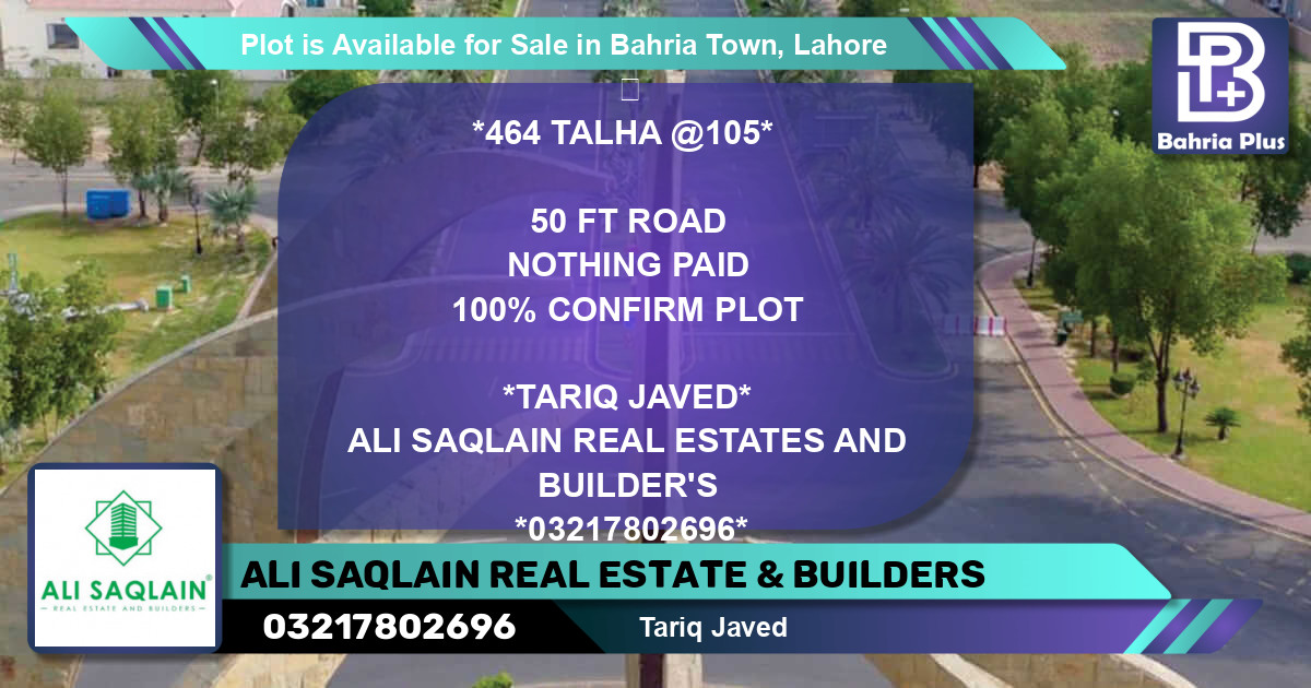 Residential Plot for Sale in Bahria Town, Lahore - (BP-86492)