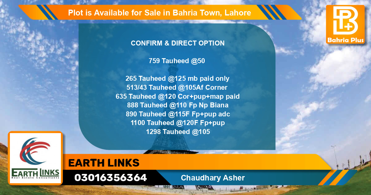 Residential Plot for Sale in Bahria Town, Lahore - (BP-86495)
