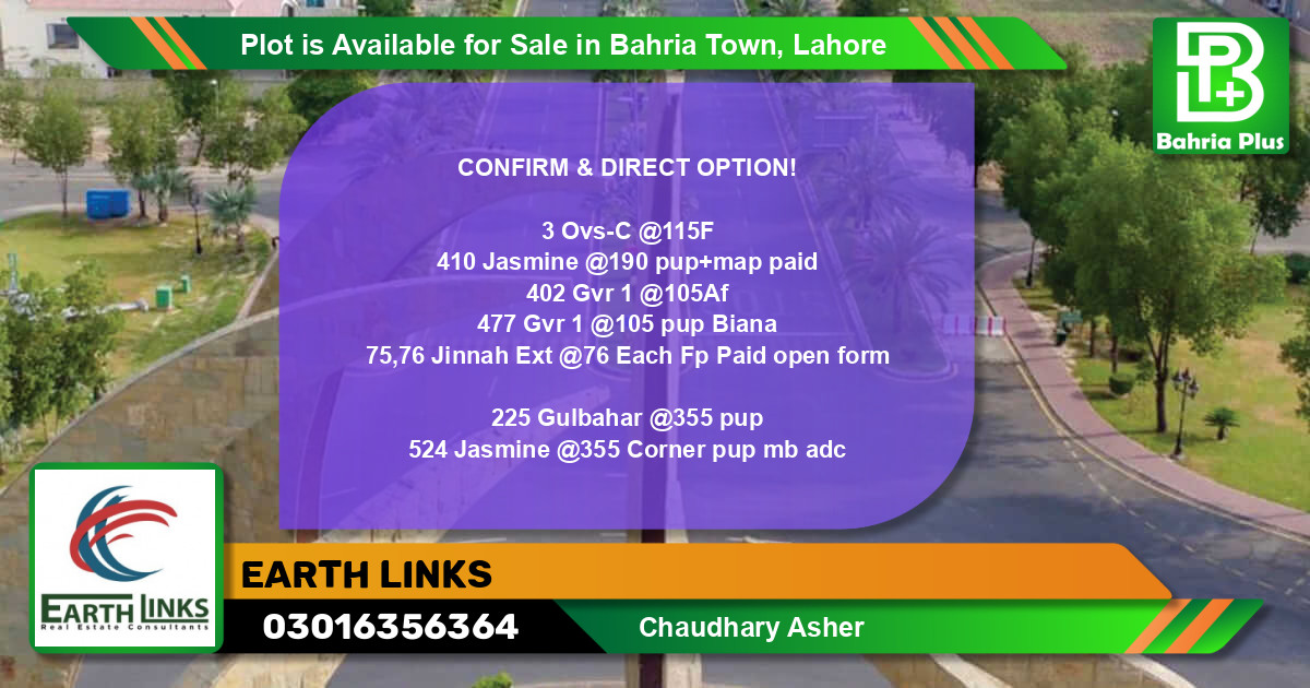 Residential Plot for Sale in Bahria Town, Lahore - (BP-86498)