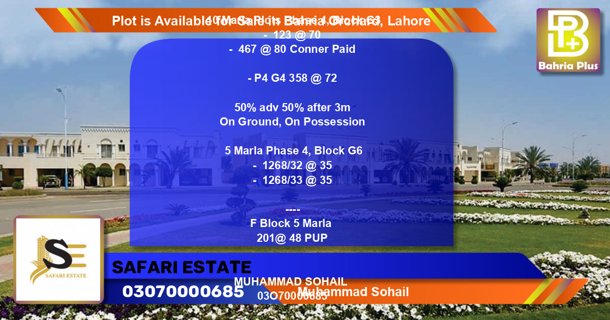 Residential Plot for Sale in Bahria Orchard, Lahore - (BP-86502)