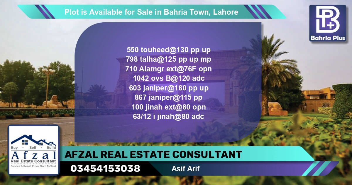 Residential Plot for Sale in Bahria Town, Lahore - (BP-86503)