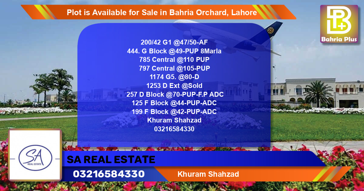 Residential Plot for Sale in Bahria Orchard, Lahore - (BP-86525)