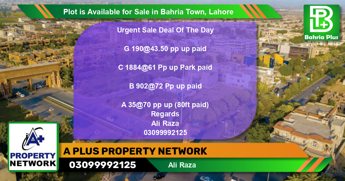Residential Plot for Sale in Bahria Town, Lahore - (BP-86561)