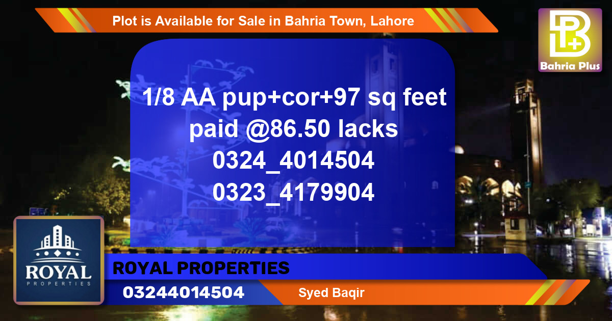 Residential Plot for Sale in Bahria Town, Lahore - (BP-86563)