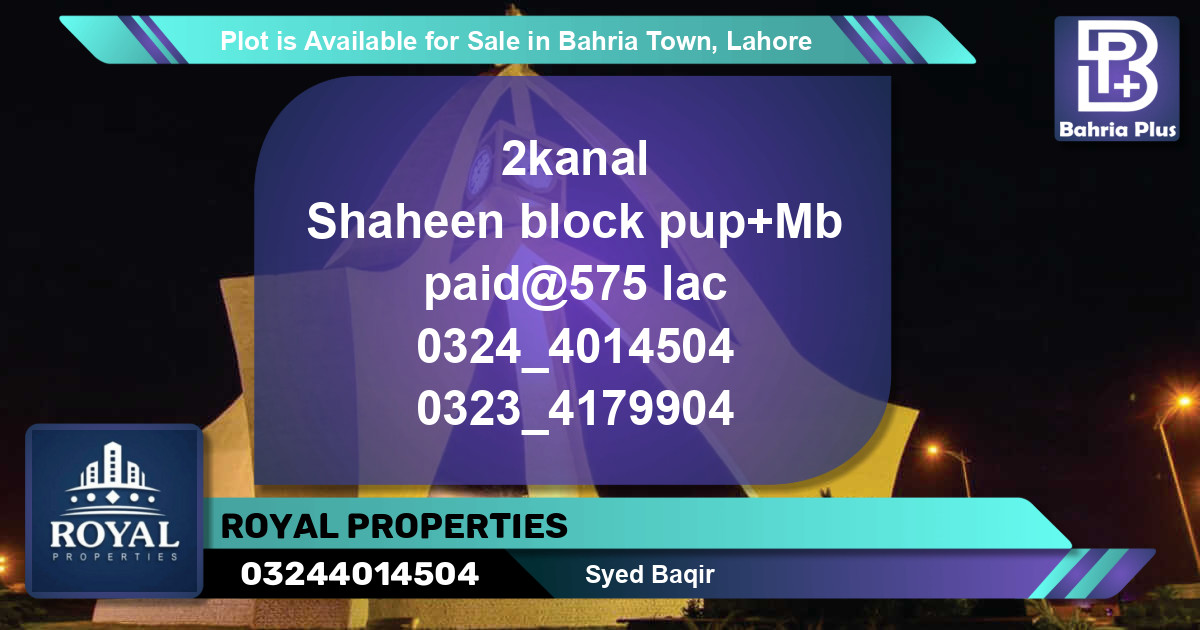 Residential Plot for Sale in Bahria Town, Lahore - (BP-86564)