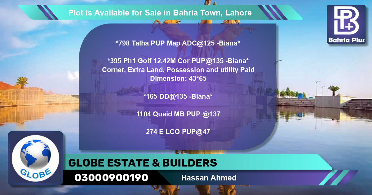 Residential Plot for Sale in Bahria Town, Lahore - (BP-86586)