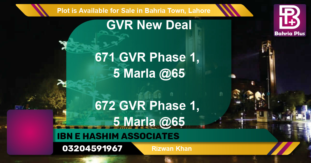 Residential Plot for Sale in Bahria Town, Lahore - (BP-86589)