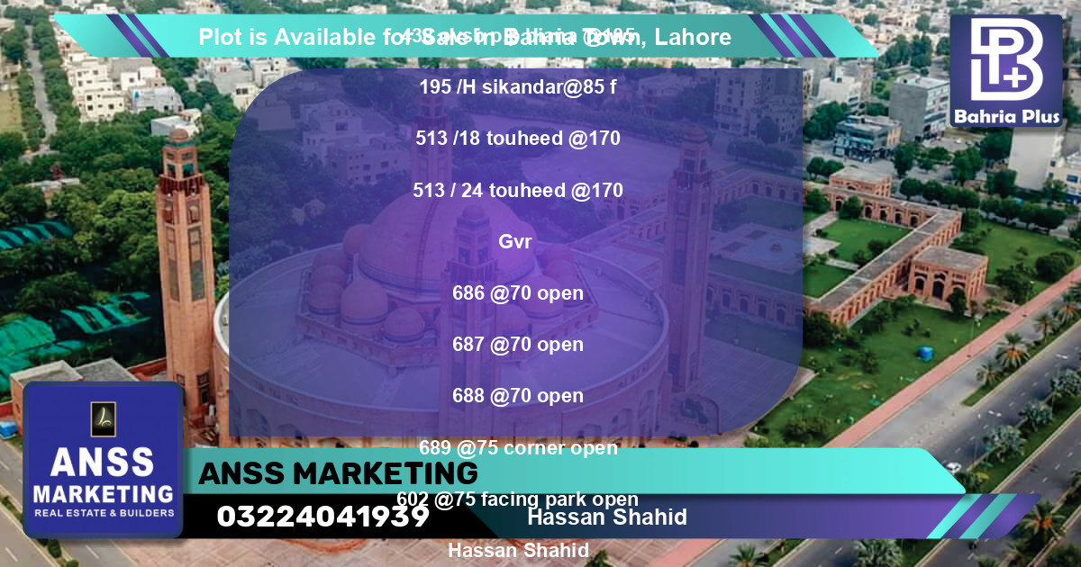 Residential Plot for Sale in Bahria Town, Lahore - (BP-86592)