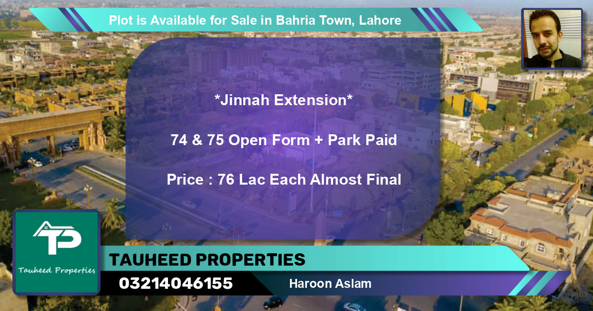 Residential Plot for Sale in Bahria Town, Lahore - (BP-86599)