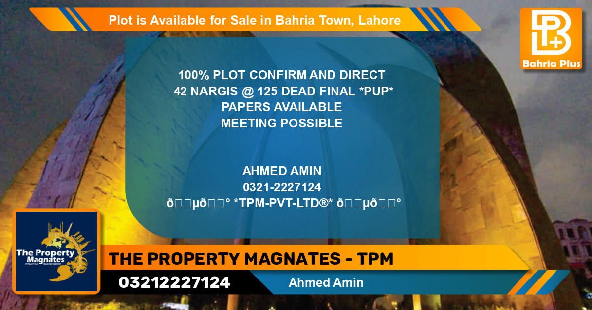 Residential Plot for Sale in Bahria Town, Lahore - (BP-86611)