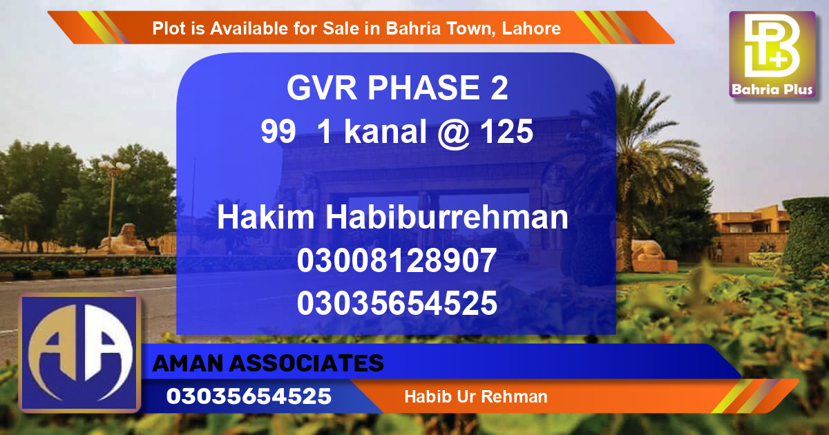 Residential Plot for Sale in Bahria Town, Lahore - (BP-86618)