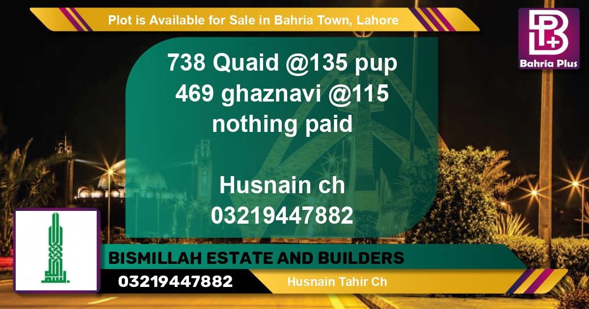 Residential Plot for Sale in Bahria Town, Lahore - (BP-86621)