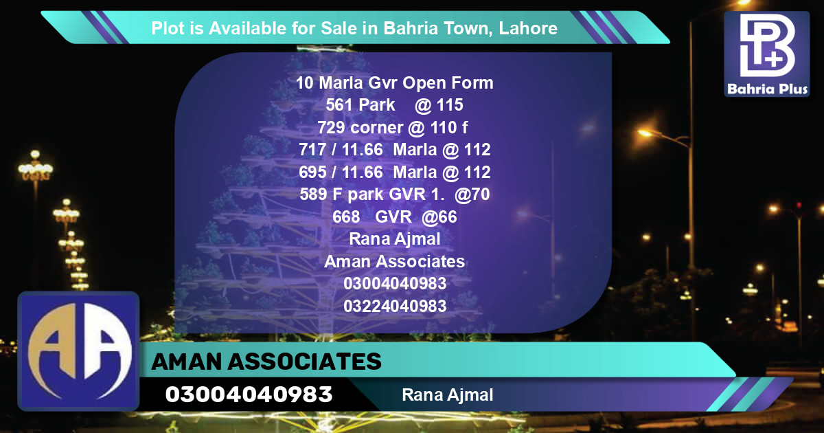 Residential Plot for Sale in Bahria Town, Lahore - (BP-86630)