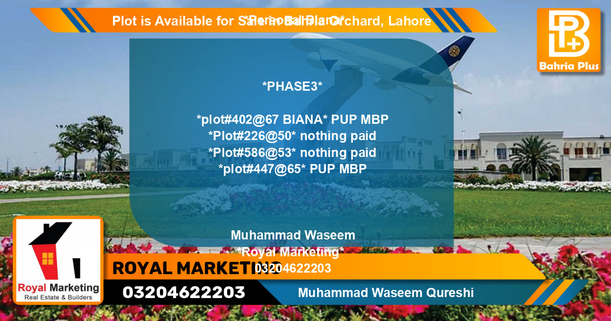 Residential Plot for Sale in Bahria Orchard, Lahore - (BP-86637)