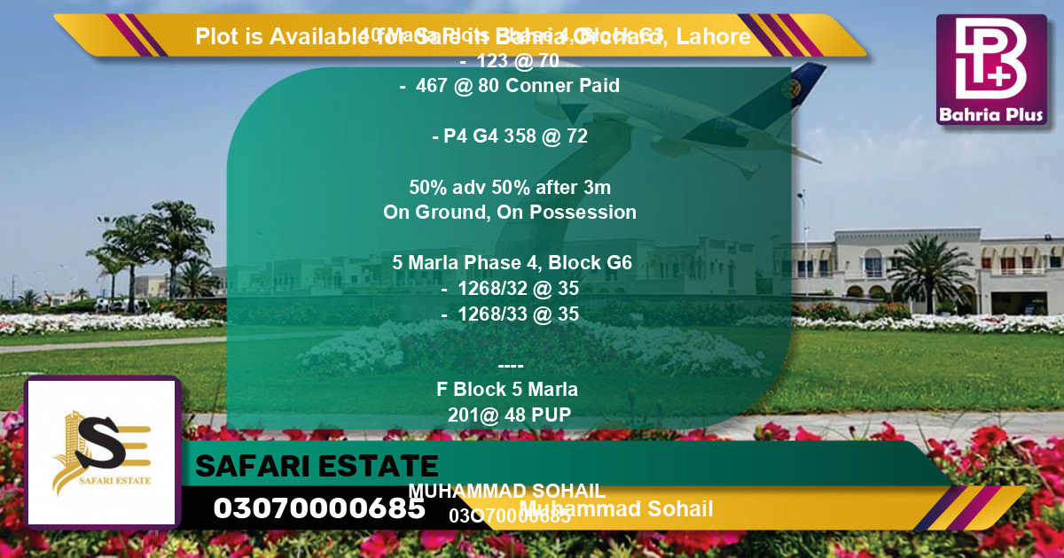 Residential Plot for Sale in Bahria Orchard, Lahore - (BP-86645)