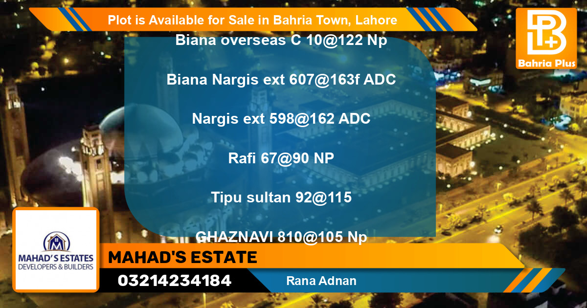 Residential Plot for Sale in Bahria Town, Lahore - (BP-86647)