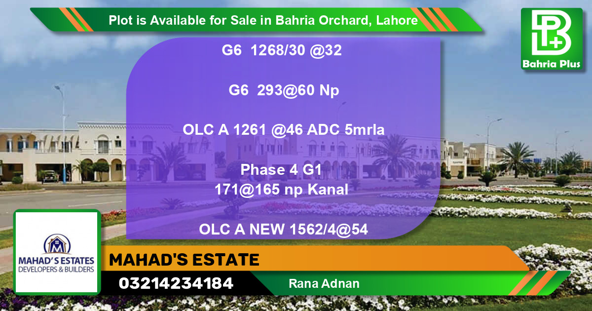 Residential Plot for Sale in Bahria Orchard, Lahore - (BP-86648)